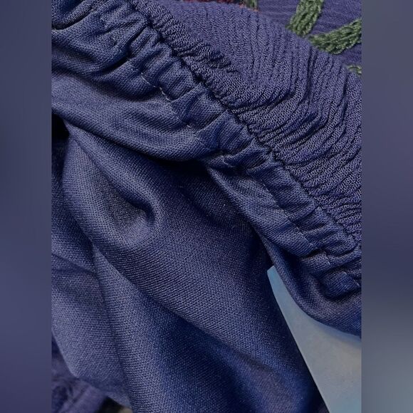 Laurie Felt Embroidered Boho Top Navy Women L - Picture 10 of 11